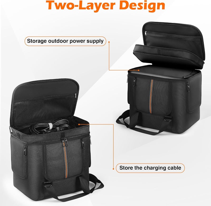 MRINCA Carrying Case Compatible with Jackery Explorer 2000 v2/700 Plus, Portable Power Station Storage Bag with Quick-Access Window & Ventilation for Camping, Hiking​ - Image 5